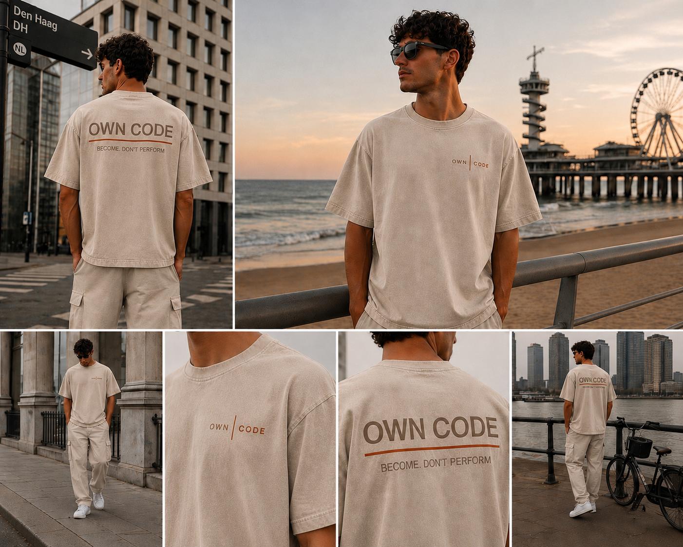 BEIGE ACID WASH TEE